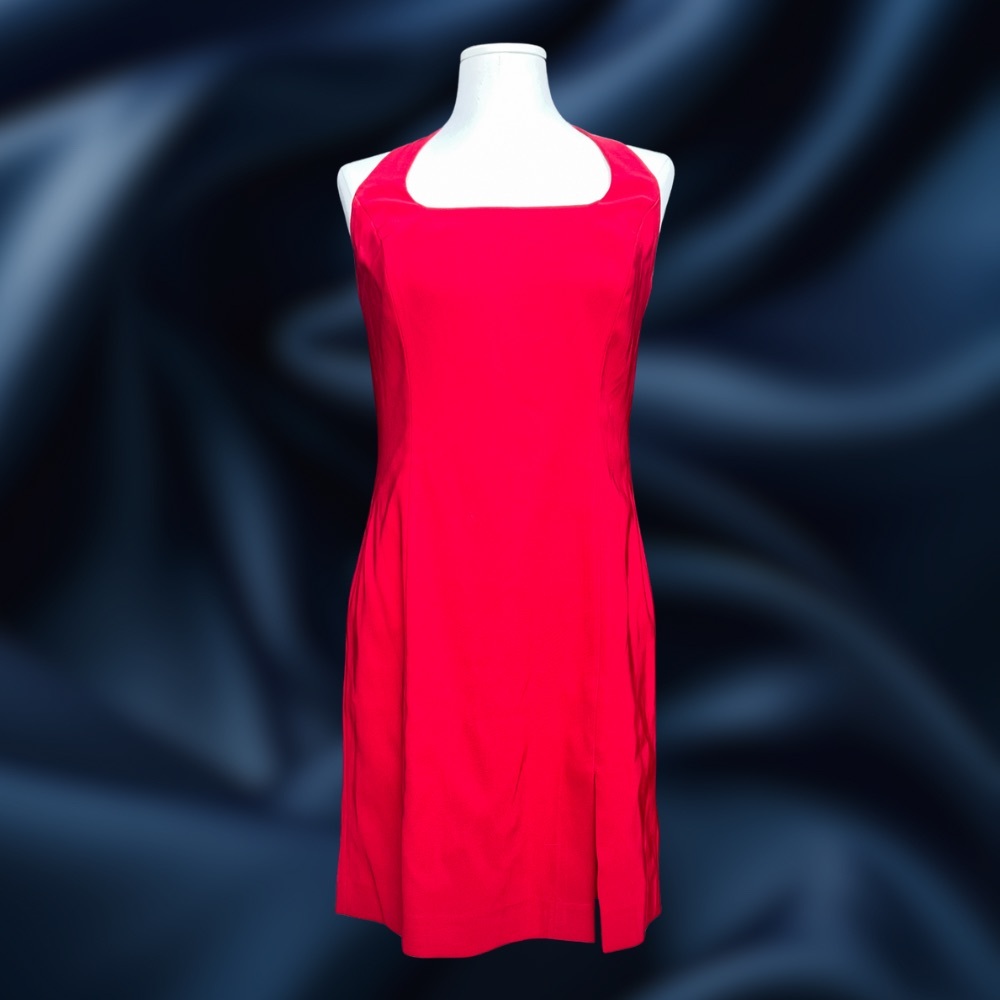 Red CACHE Vintage Halter Dress ⚡️Size 6⚡️ Made in USA⚡️1990s Vintage Halter Neck